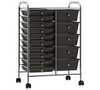 vidaXL Carrito de almacenaje portátil XXL 15 cajones plástico negro