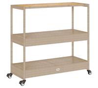 vidaXL Carrito de bar 3 niveles ratán PE y madera maciza acacia beige