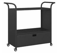 vidaXL Carrito de Bar con Cajón Carro Servicio Cocina Jardín Patio Terraza Balcón Rodante Almacenaje Comida Bebida Ratán Sintético Negro 100x45x97 cm