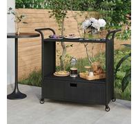 vidaXL Carrito de bar con cajón ratán sintético negro 100x45x97 cm