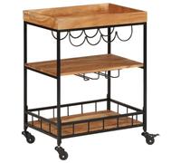 vidaXL Carrito de bar de madera maciza de acacia y hierro 60x40x80 cm