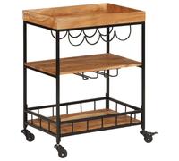 vidaXL Carrito de bar de madera maciza de acacia y hierro 60x40x80 cm