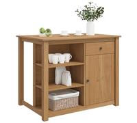 VidaXL - Carrito de cocina (2 unidades, cera de miel, 112 x 77 x 90 cm, carrito de cocina, estilo rústico, almacenamiento amplio, madera de pino, compacto y móvil, organizador práctico para la cocina