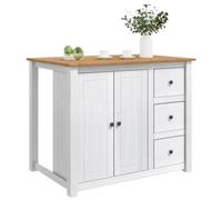 VidaXL - Carrito de cocina (2 unidades, color blanco y cera de miel, organizador de cocina, isla móvil rústica, gran estación de preparación, carro culinario rodante