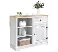 VidaXL - Carrito de cocina, 2 unidades, color blanco y cera de miel, pino macizo, carro de cocina, unidad móvil auténtica, almacenamiento interior práctico, organizador elegante