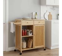 vidaXL Carrito de cocina con ruedas Natural 90,5 x 36 x 86,5 cm Bambú