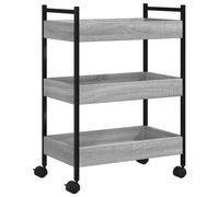 vidaXL Carrito de cocina con niveles de almacenaje, madera de ingeniería, Gris Sonoma 50x30x70 cm