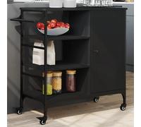 vidaXL Carrito de cocina madera de ingeniería negro 87,5x38,5x84,5 cm