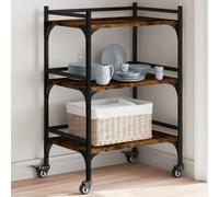 vidaXL Carrito de cocina madera ingeniería roble ahumado 50x35x75,5 cm