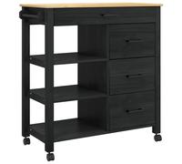 vidaXL Carrito de cocina MONZA madera maciza de pino 84x40x88,5 cm Negro