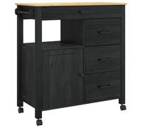 vidaXL Carrito de cocina MONZA madera maciza de pino 84x40x88,5 cm Negro