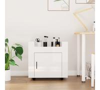 vidaXL Carrito de escritorio contrachapada blanco brillo 60x45x60 cm