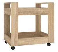 vidaXL Carrito de Escritorio Ruedas Auxiliar Almacenamiento Multiusos Estante Cocina Baño Dormitorio Oficina Contrachapada Roble Sonoma