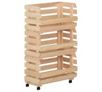 vidaXL Carrito para verduras madera maciza de pino 37x30x80 cm