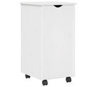 vidaXL Carro con ruedas, blanco, 34 x 39 x 65,5 cm, madera maciza de pino