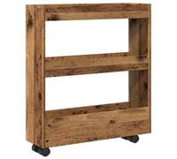 vidaXL Carro de almacenaje estrecho 3 niveles - madera envejecida 60 x 18 x 70 cm