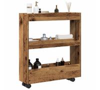 vidaXL Carro de almacenaje estrecho 3 niveles madera envejecida