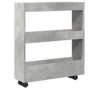 vidaXL Carro de almacenaje estrecho 3 niveles - Madera de ingeniería Gris hormigón 60 x 18 x 70 cm