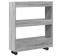 vidaXL Carro de almacenaje estrecho 3 niveles madera de ingeniería Gris Sonoma 60 x 18 x 70 cm