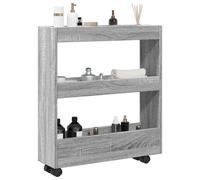 vidaXL Carro de almacenaje estrecho 3 niveles madera gris Sonoma