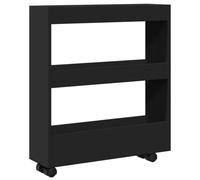 vidaXL Carro de almacenaje estrecho 3 niveles madera de ingeniería 60 x 18 x 70 cm Negro