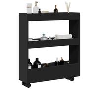 vidaXL Carro de almacenaje estrecho 3 niveles madera ingeniería negro