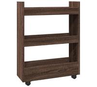 vidaXL Carro de almacenaje Estrecho 3 Niveles Madera marrón Roble