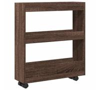 vidaXL Carro de almacenaje estrecho 3 niveles madera marrón roble 60 x 18 x 70 cm