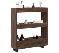 vidaXL Carro de almacenaje estrecho 3 niveles madera marrón roble