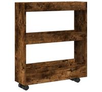 vidaXL Carro de almacenaje estrecho 3 niveles madera de ingeniería Roble ahumado 60 x 18 x 70 cm