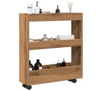 vidaXL Carro de almacenaje estrecho 3 niveles Madera Roble artisian 60x18x70 cm