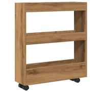 vidaXL Carro de almacenaje estrecho 3 niveles Madera Roble artisian 60x18x70 cm