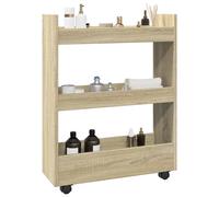 vidaXL Carro de almacenaje estrecho 3 niveles madera roble Sonoma