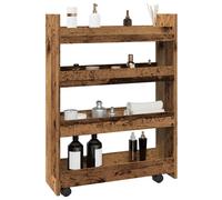 vidaXL Carro de almacenaje estrecho 4 niveles madera envejecida