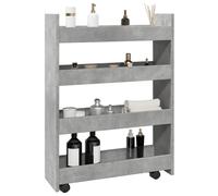 vidaXL Carro de almacenaje estrecho 4 niveles madera gris hormigón