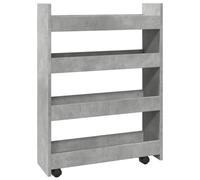 vidaXL Carro de almacenaje estrecho 4 niveles madera de ingeniería 60 x 20 x 82 cm Gris hormigón