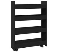 vidaXL Carro de almacenaje estrecho 4 niveles madera de ingeniería negro