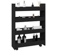 vidaXL Carro de almacenaje estrecho 4 niveles madera ingeniería negro