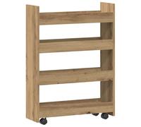 vidaXL Carro de almacenaje estrecho 4 niveles de madera de roble artesanal 60 x 20 x 82 cm