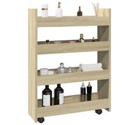 vidaXL Carro de almacenaje estrecho 4 niveles madera roble Sonoma