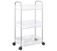 vidaXL Carro utilitario de almacenamiento 3 niveles transparente 37x28x68 cm