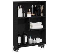 vidaXL Carro de Almacenamiento Estrecho Roble Negro 48 x 13 x 68 cm, Carrito de Almacenamiento, diseño Compacto, Madera ingenierizada, Organizador Moderno, Ahorra Espacio