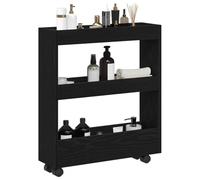 vidaXL Carrito almacenaje estrecho 3 niveles con ruedas 60x18x70 cm Roble negro