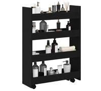 vidaXL Carro de almacenaje estrecho 4 niveles Roble negro 60 x 20 x 82 cm Madera de ingeniería