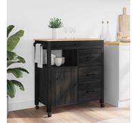 vidaXL Carrito de cocina MONZA madera maciza de pino 84x40x88,5 cm Negro