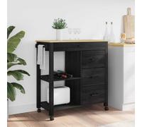 vidaXL Carro de Cocina MONZA Negro 84 x 40 x 88,5 cm