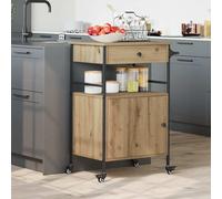 vidaXL Carro de Cocina Roble Artesanal 56 x 43 x 89,5 cm, Carro de Cocina Moderno, diseño Rectangular, Trolley de Madera Resistente, despensa móvil, Estante Que Ahorra Espacio