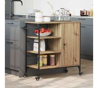 vidaXL Carro de cocina Roble Artesanal 87.5 x 39 x 84.5 cm, Rectangular moderno, multiuso y móvil