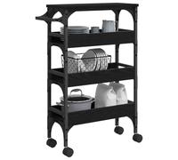 vidaXL Carro de Cocina Roble Negro 53 x 20 x 76 cm, Carro de Cocina, Carrito de Almacenamiento Industrial, Unidad móvil, versátil y Resistente, para Servir