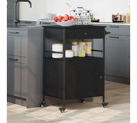 vidaXL Carro de Cocina Roble Negro 56 x 43 x 89,5 cm